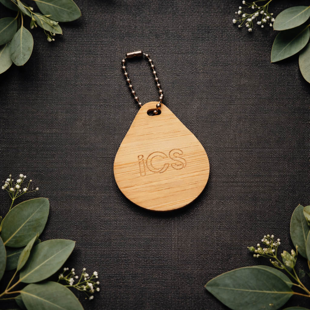 Bamboo wood RFID key fob with laser engraving