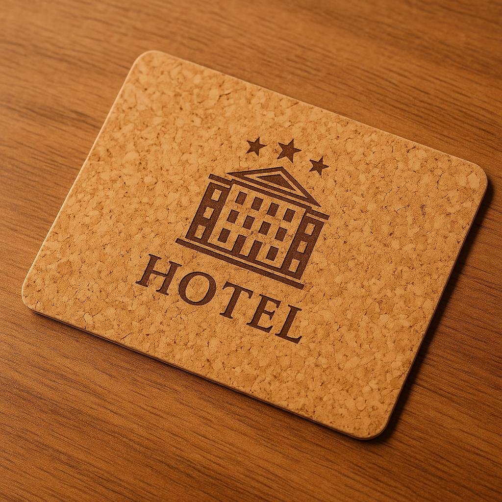 Cork hotel key card with natural texture