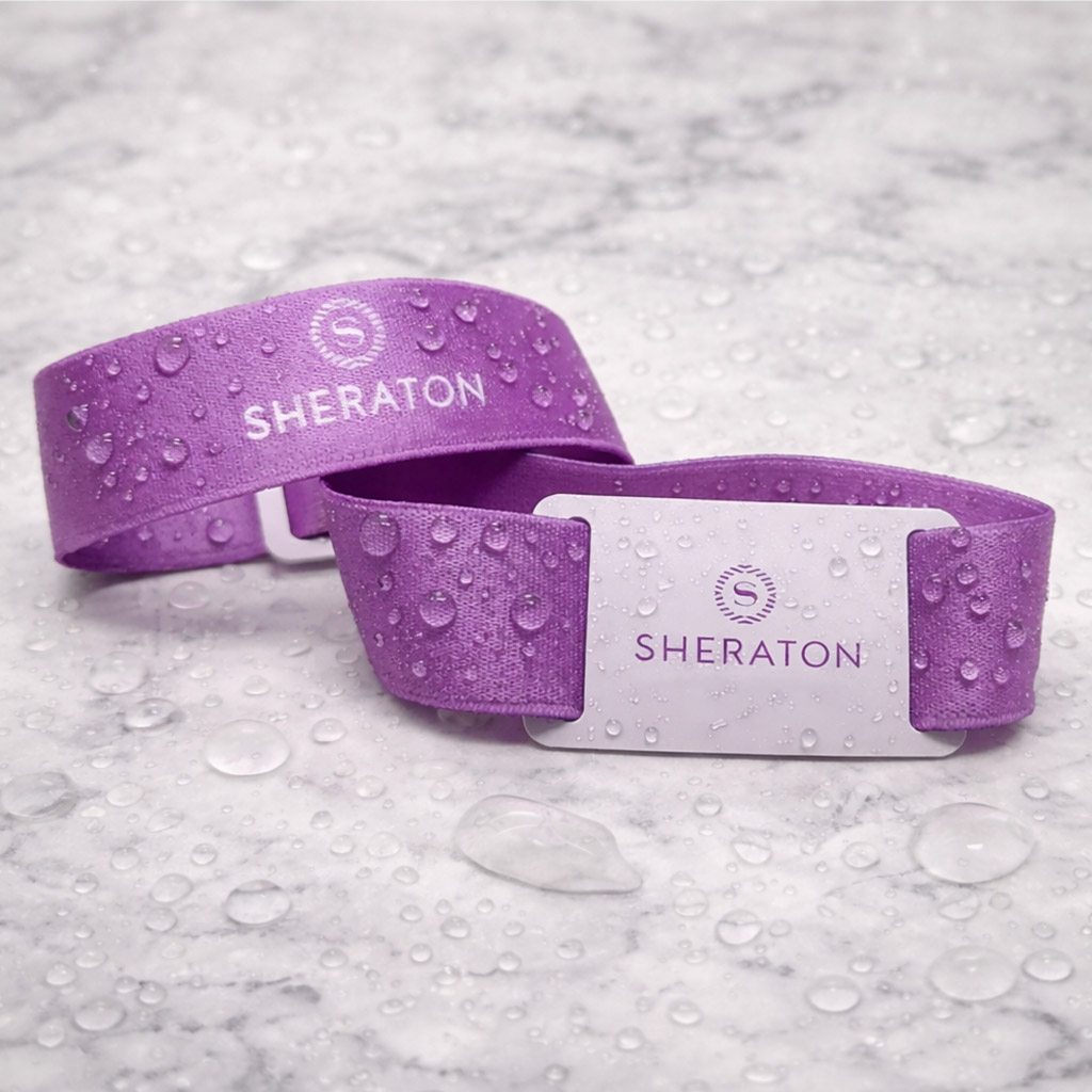 Elastic RFID wristband with custom-printed PVC tag