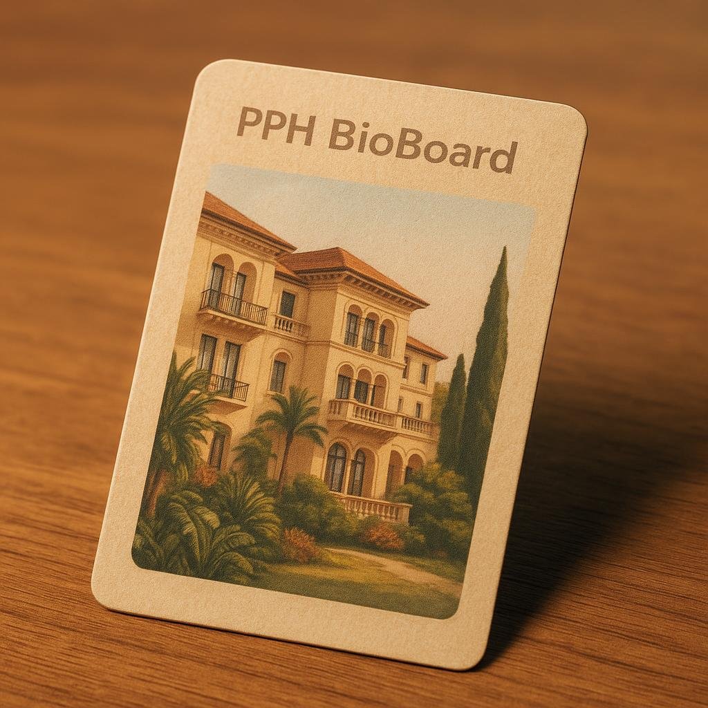 PPH BioBoard biodegradable hotel key card made from wood pulp fibres
